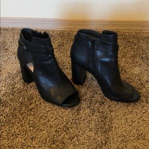 Gianni Bini Women’s Black Leather Open Toe Bootie